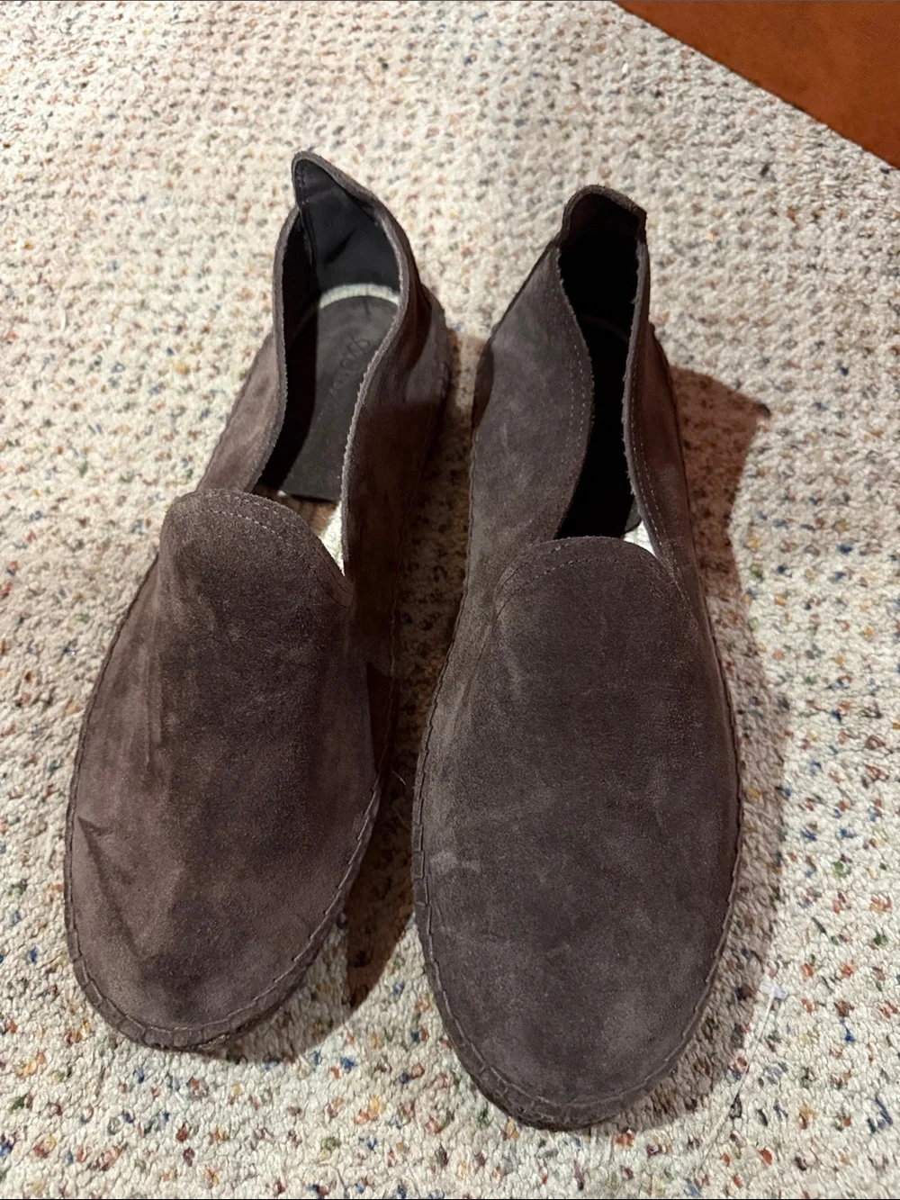 Men's Dark Brown Suede Slip-On Loafers by Morjas